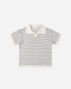 Chandler Knit Polo | Marine Stripe | Rylee & Cru-3