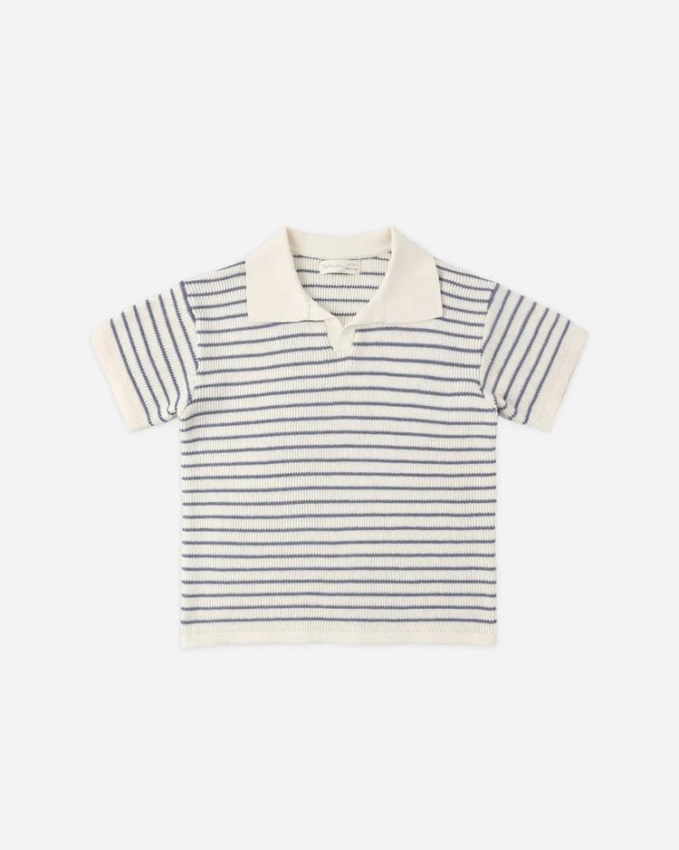 Chandler Knit Polo | Marine Stripe | Rylee & Cru-3