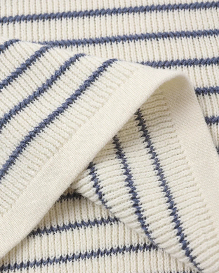 Chandler Knit Polo | Marine Stripe | Rylee & Cru-2