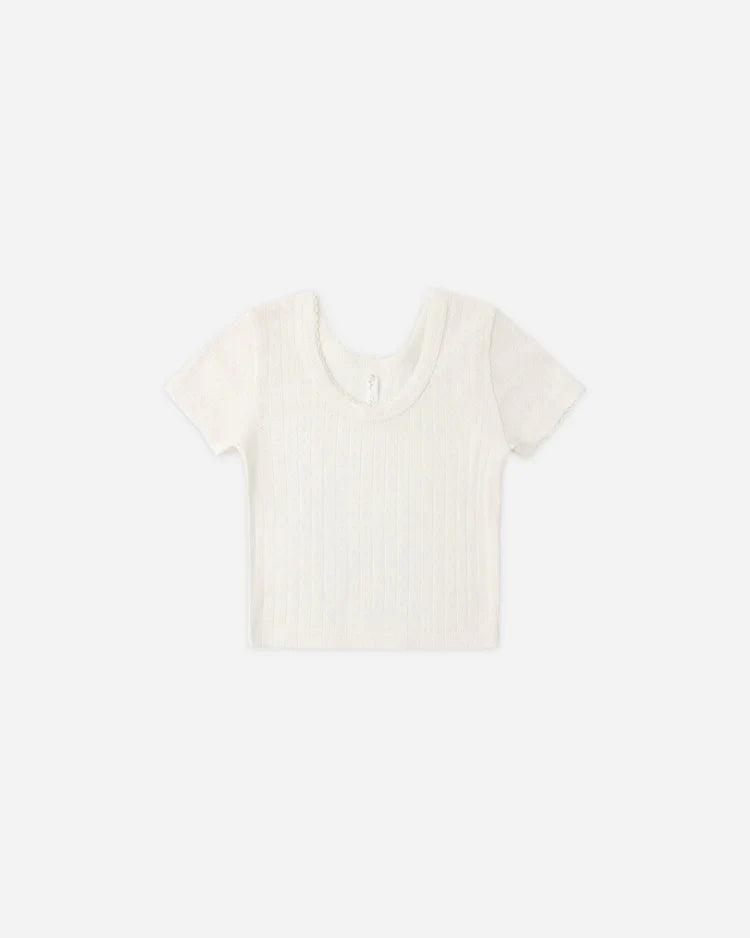 Pointelle Tee | Ivory | Rylee & Cru-2