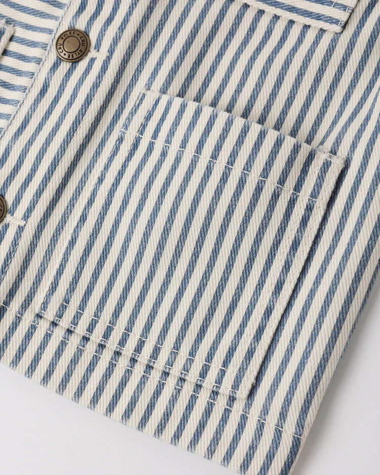 Denim Jacket | Railroad Stripe | Rylee & Cru-4