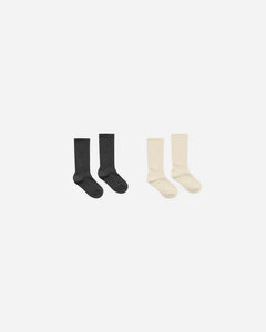 Ribbed Socks | Black, Antique | Rylee & Cru-2