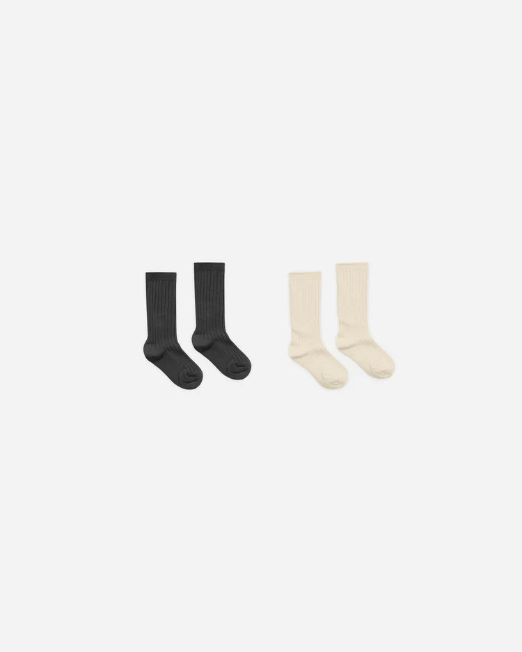 Ribbed Socks | Black, Antique | Rylee & Cru-2