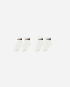 Stripe Socks, Set of 2 | Brown + Green  Stripe | Rylee & Cru-1