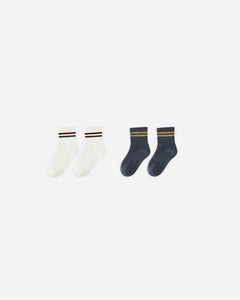 Stripe Socks, 2-pack | Ivory, Navy | Rylee & Cru-1