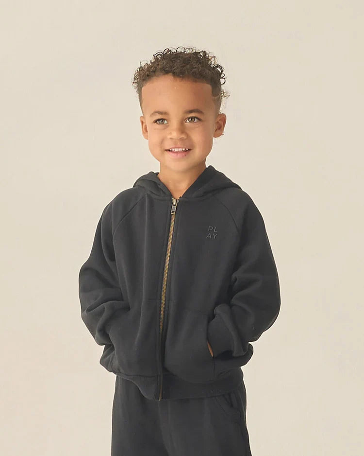 Zip Raglan Hoodie | Black | Rylee & Cru-4