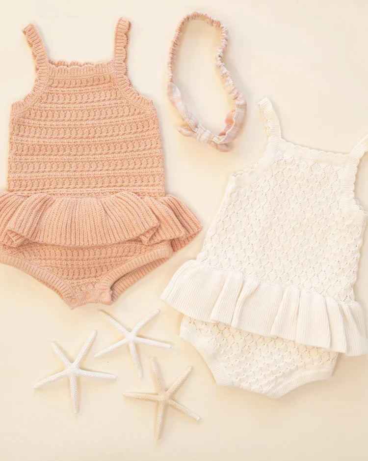 Crochet Ruffle Romper | Melon | Rylee & Cru-3