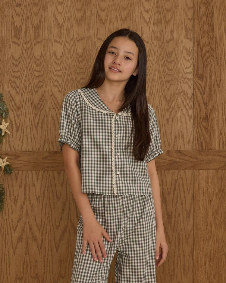 Teen Ruffle Pajamas | Evergreen Gingham | Rylee & Cru-4
