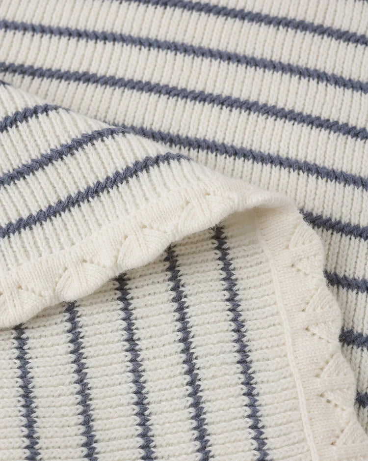 Ladies Knit Vest | Marine Stripe | Rylee & Cru-5