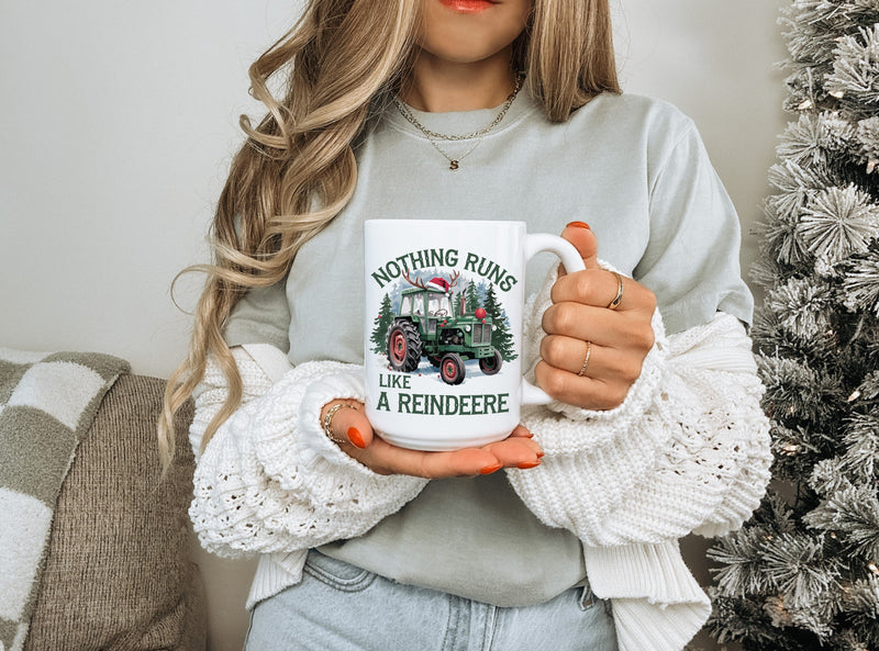 "Nothing Runs Like a Reindeere" 15oz Ceramic Coffee Mug — Funny Holiday Mug-1