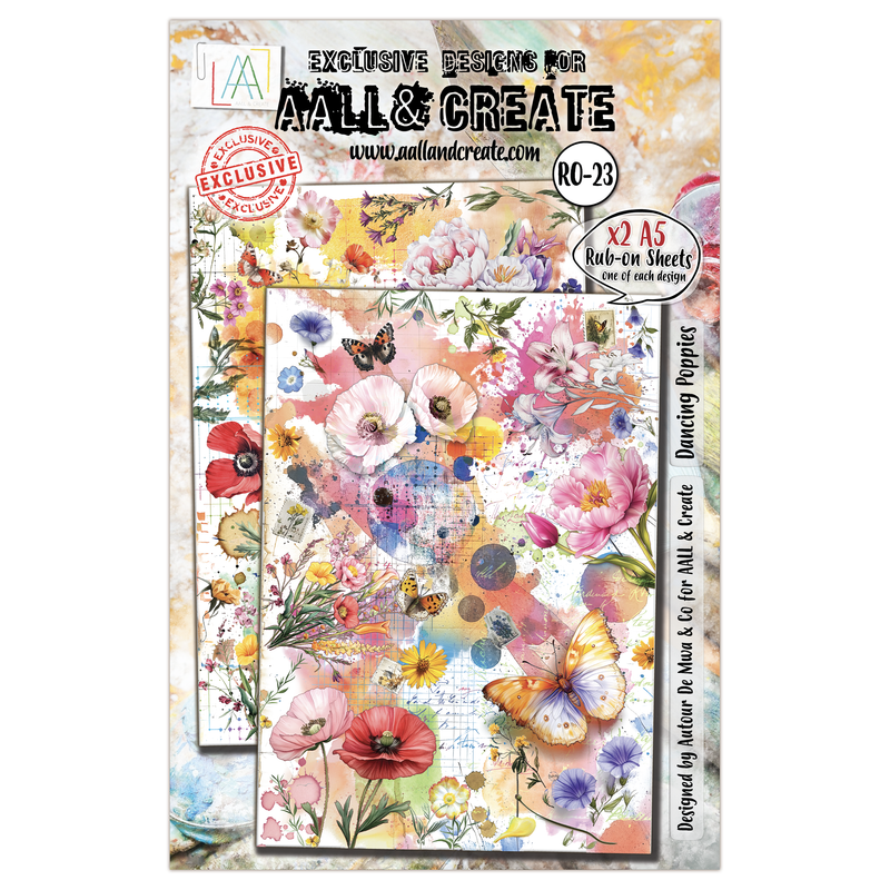 AALL and Create - A5 Rub-Ons - Dancing Poppies-1
