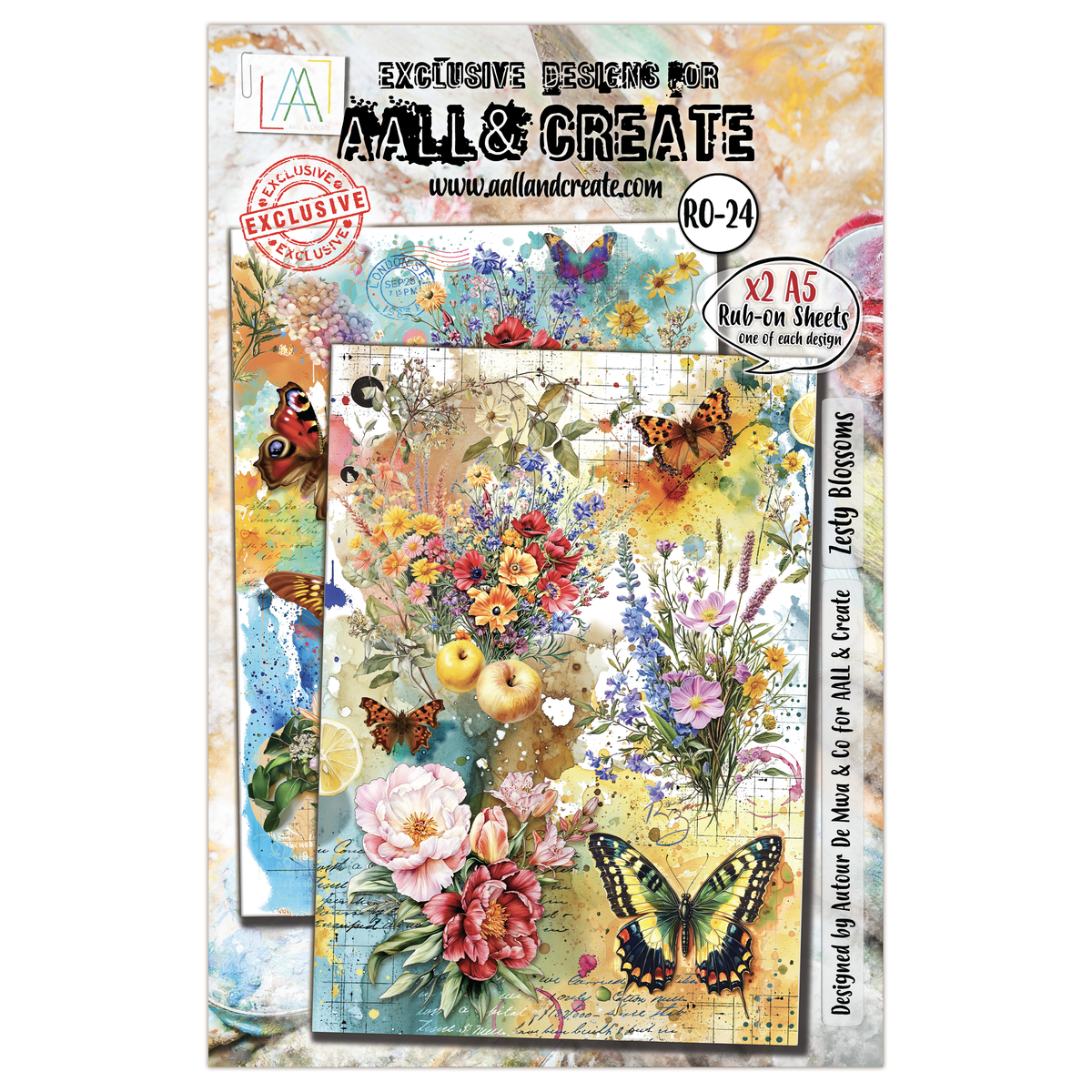 AALL and Create - A5 Rub-Ons - Zesty Blossoms-1