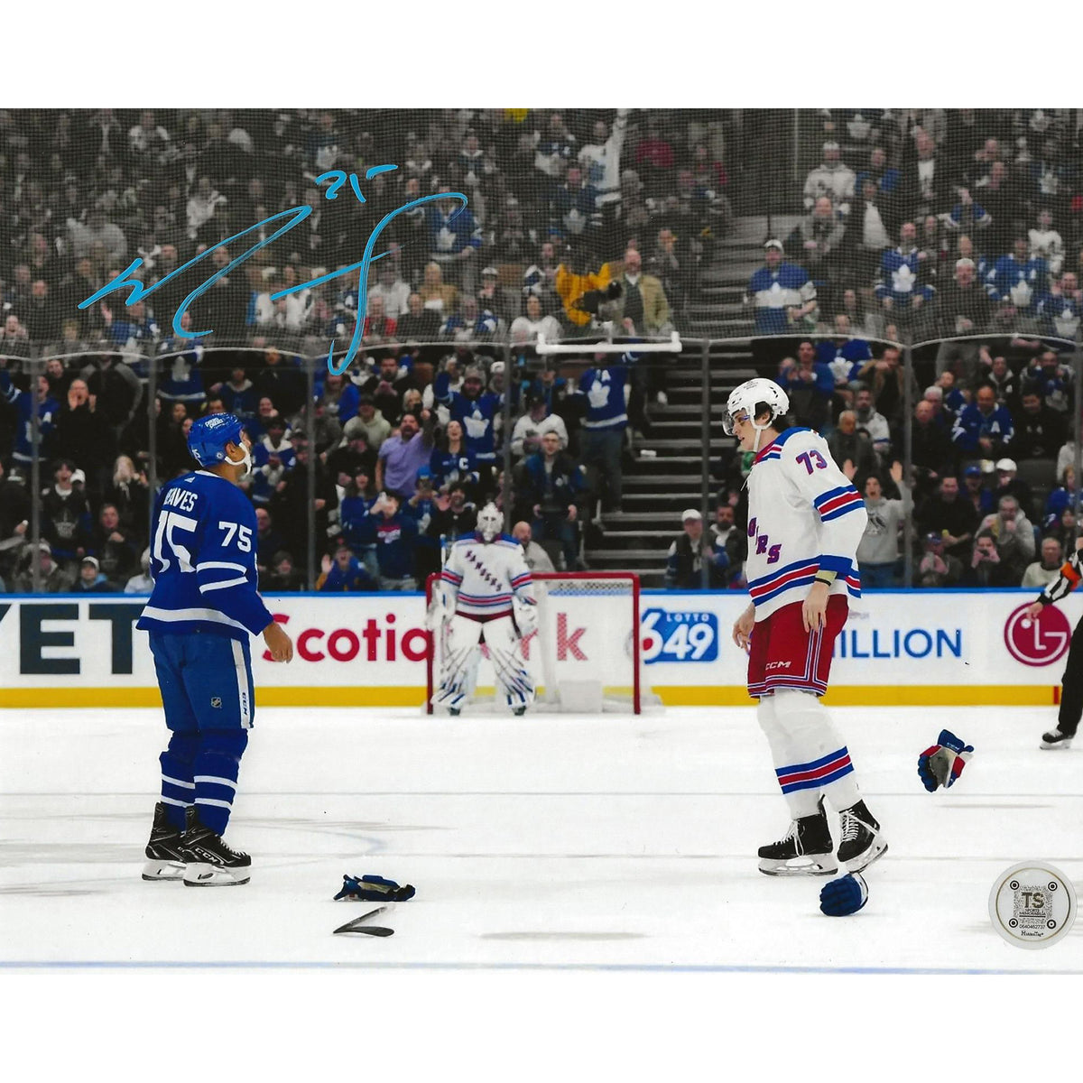 Ryan Reaves Autographed Toronto Maple Leafs vs Rempe Fight 8x10 Photo-1