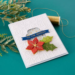 Matrices de découpe poinsettia et houx cousus - Collection de Noël-4