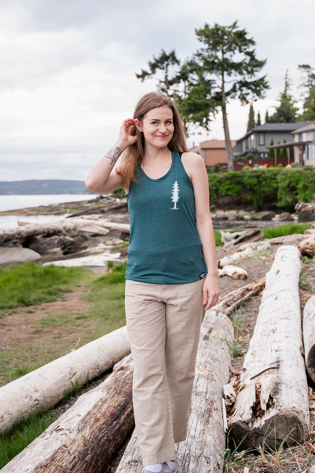 MINI TREE - Women's Racerback Eco Tank Top - Green-1