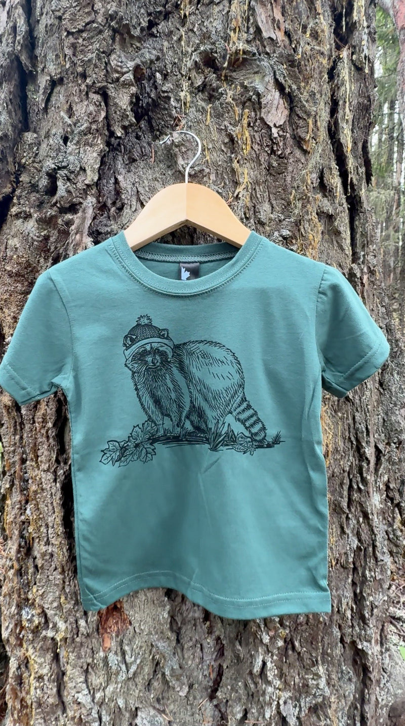 LITTLE RACCOON - Kids Organic Cotton Tee - Spruce-2