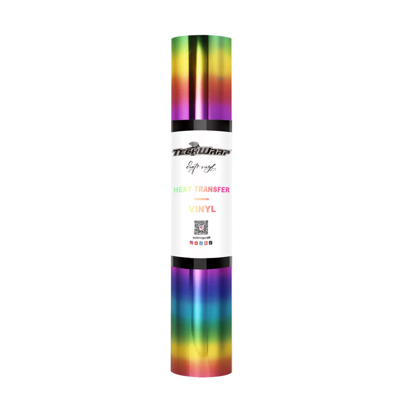 Teckwrap Metallic Chrome HTV- Rainbow Stripes | Durable, Easy-to-Use, and Multi-Purpose!-1