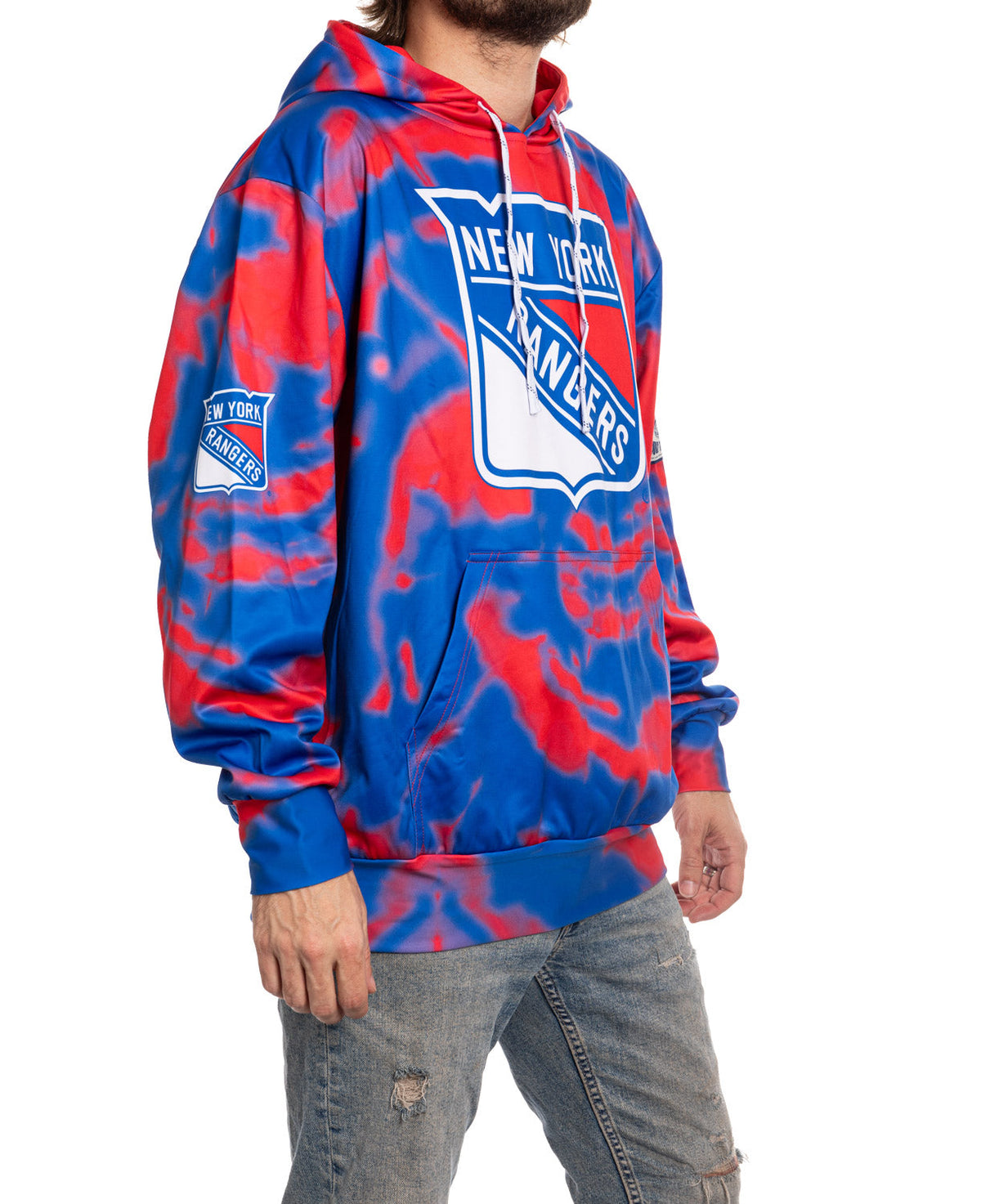 New York Rangers NHL Tie Dye Sublimation Pullover Hoodie-2