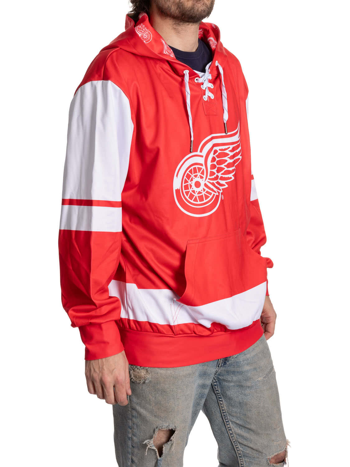 Detroit Red Wings Hockey Lace Hoodie-6
