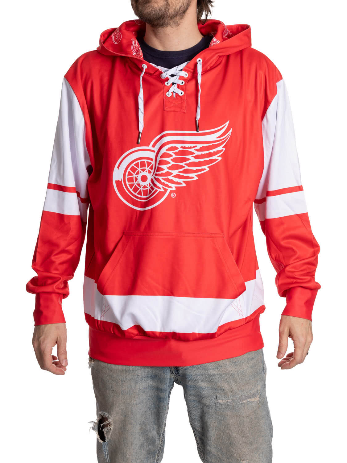 Detroit Red Wings Hockey Lace Hoodie-1