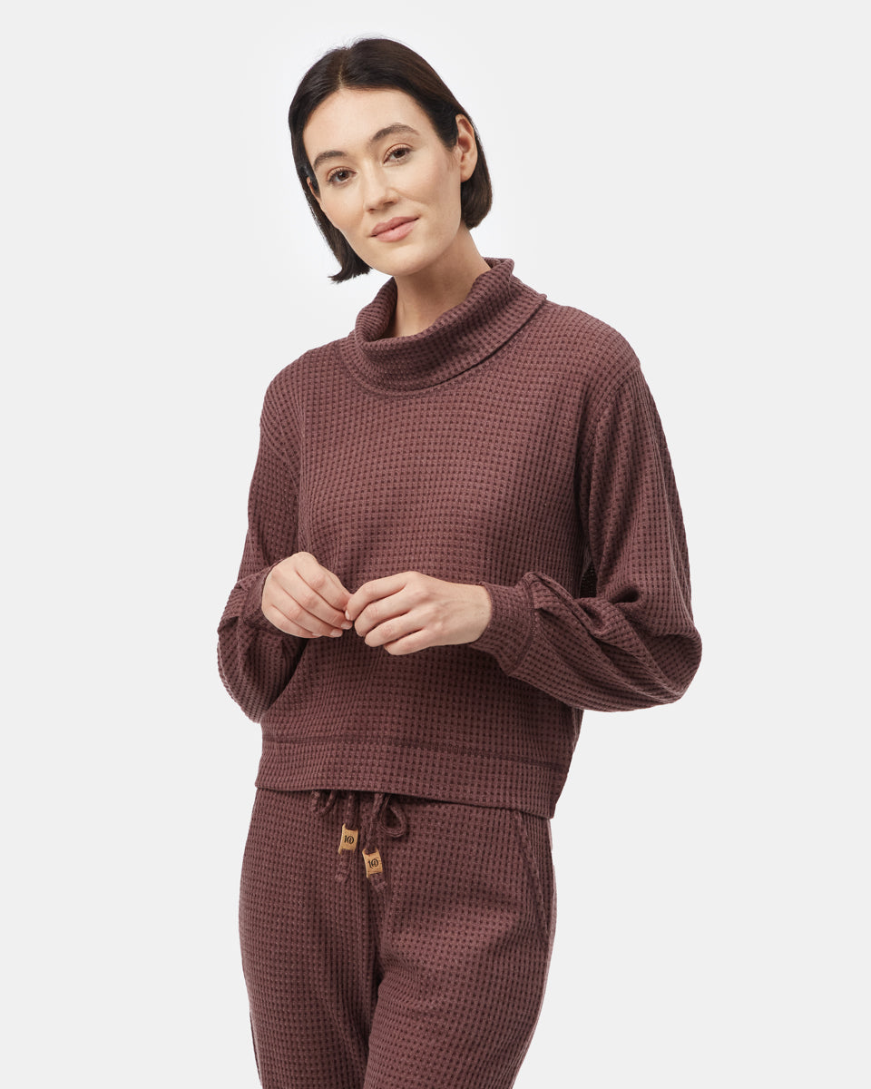 Wide Waffle Cowl Neck Top-3