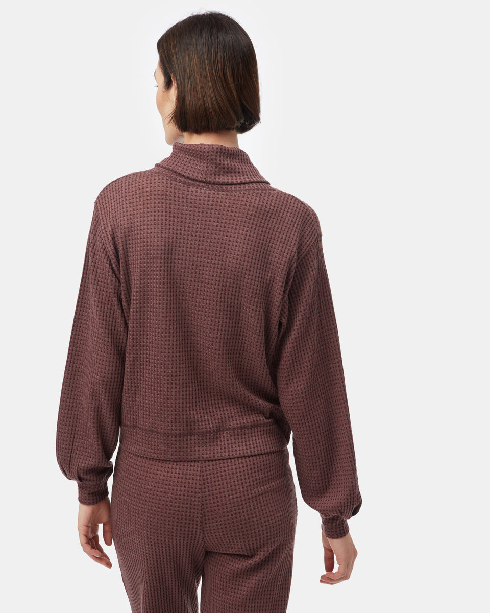 Wide Waffle Cowl Neck Top-4