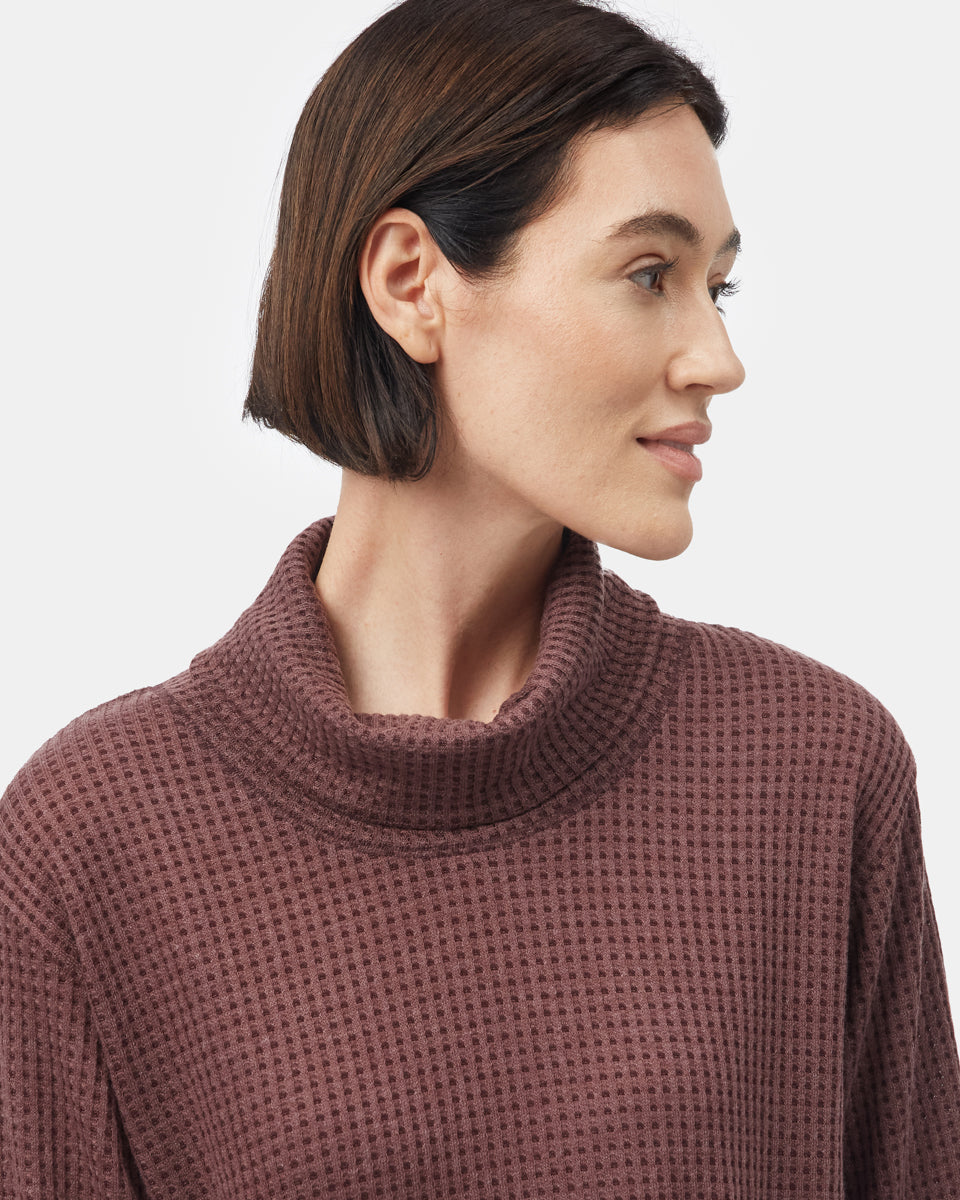 Wide Waffle Cowl Neck Top-5