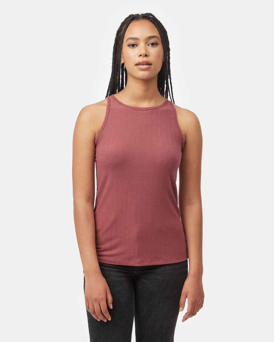Ribbed High Neck Tank-1