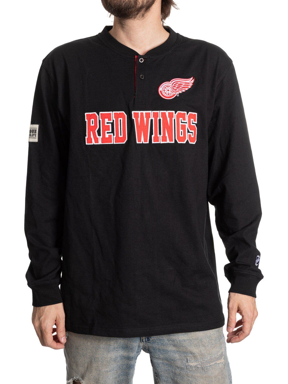 NHL Detroit Red Wings Long Sleeve Henley-1