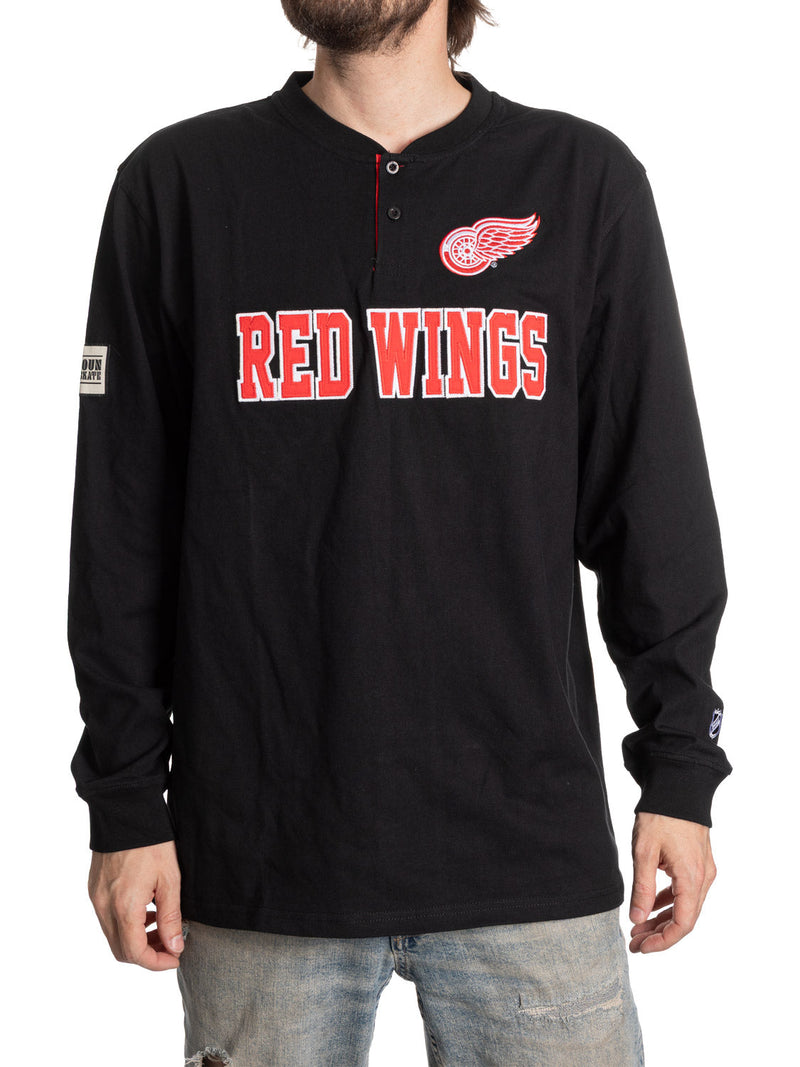 NHL Detroit Red Wings Long Sleeve Henley-1