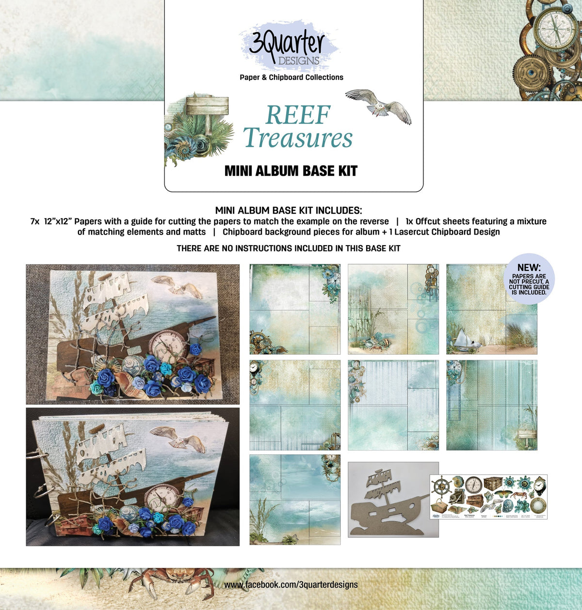 3Quarter Designs Reef Treasures Mini Album Base Kit-1
