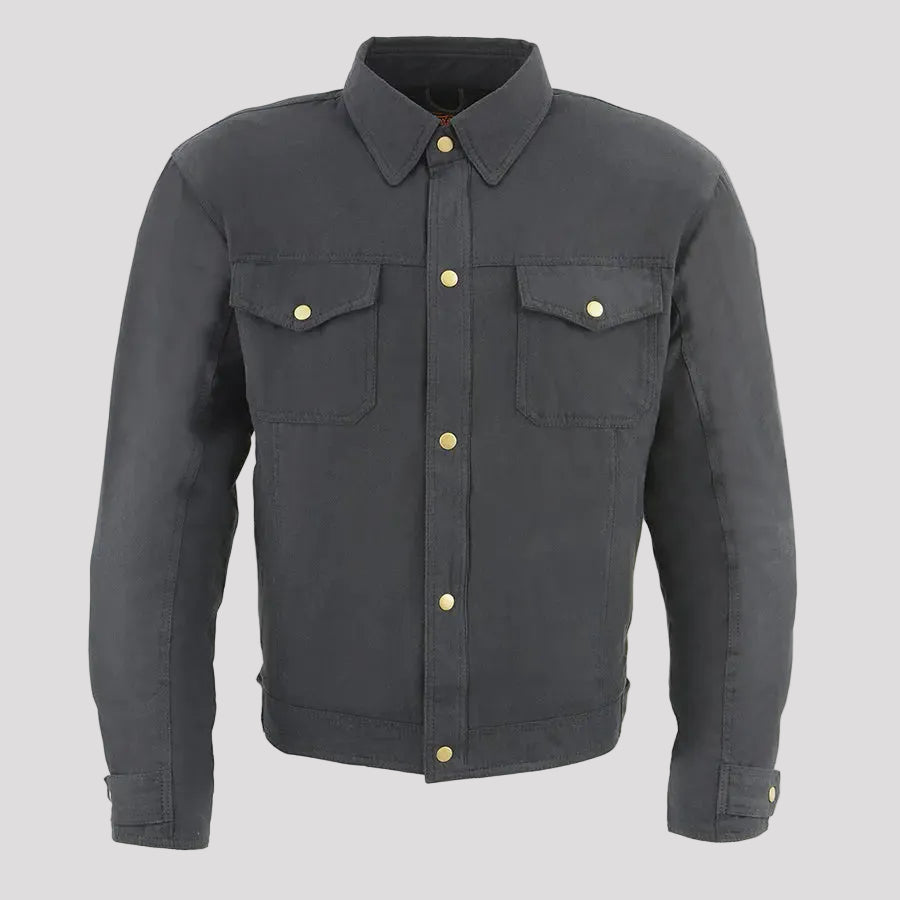 Milwaukee Leather Men's Black Armored Biker Shirt with Reinforced Fibers-1