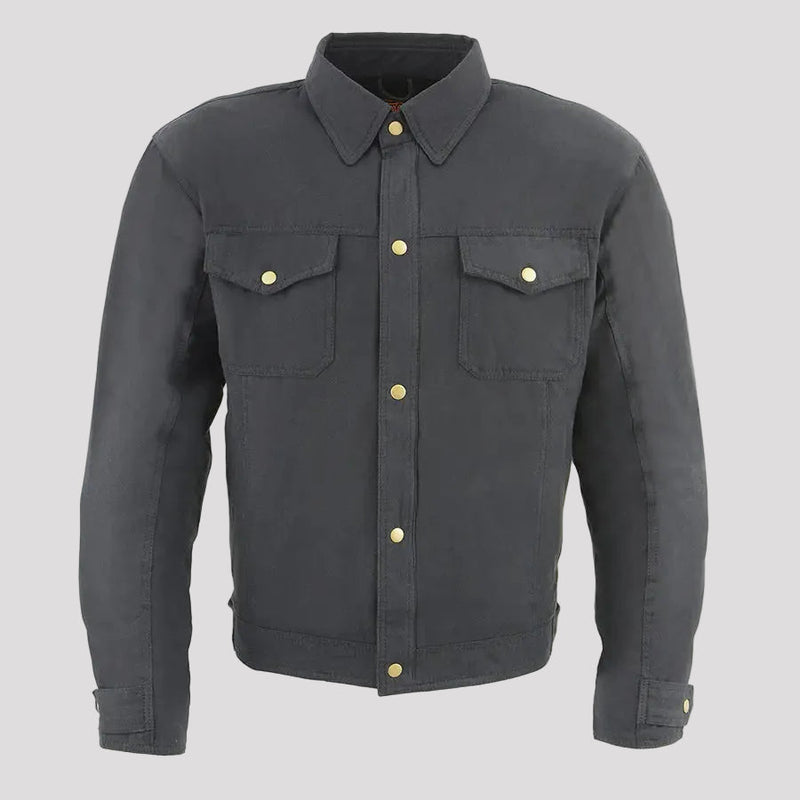 Milwaukee Leather Men's Black Armored Biker Shirt with Reinforced Fibers-1