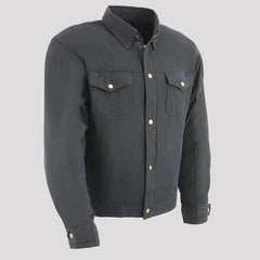 Milwaukee Leather Men's Black Armored Biker Shirt with Reinforced Fibers-2