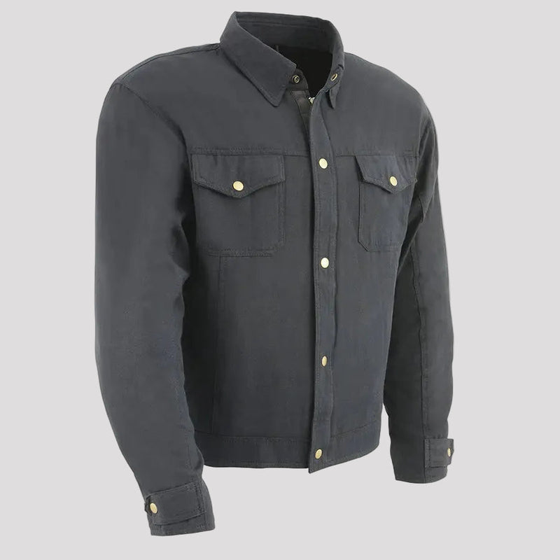 Milwaukee Leather Men's Black Armored Biker Shirt with Reinforced Fibers-2