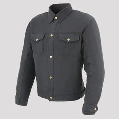 Milwaukee Leather Men's Black Armored Biker Shirt with Reinforced Fibers-3