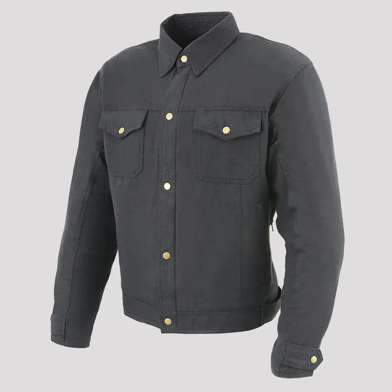 Milwaukee Leather Men's Black Armored Biker Shirt with Reinforced Fibers-3