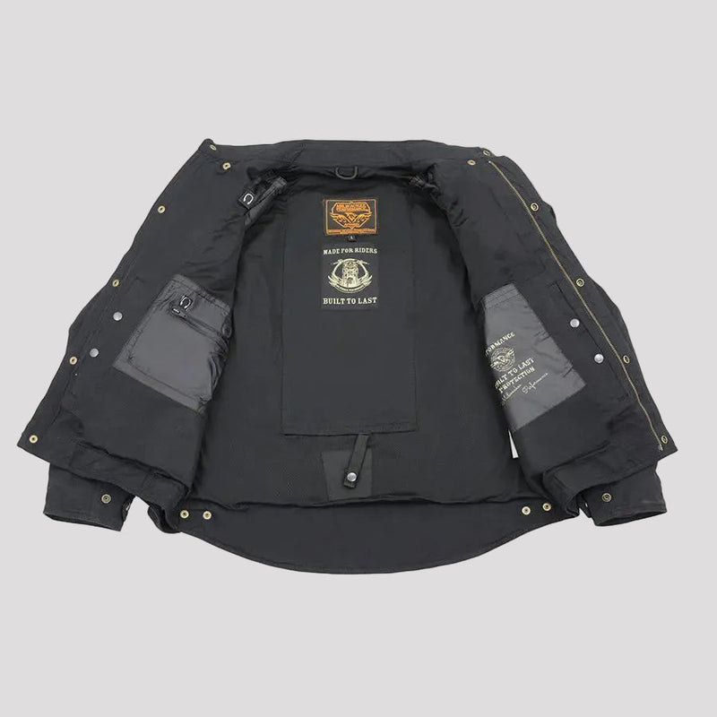 Milwaukee Leather Men's Black Armored Biker Shirt with Reinforced Fibers-7
