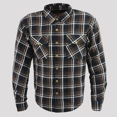 Milwaukee Leather Men's Brown Checkered Armored Flannel Biker Shirt with Reinforced Fibers-1