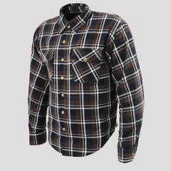 Milwaukee Leather Men's Brown Checkered Armored Flannel Biker Shirt with Reinforced Fibers-3