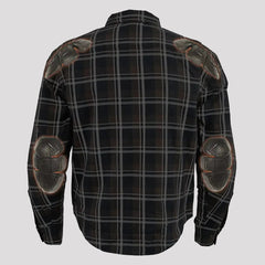 Milwaukee Leather Men's Brown Checkered Armored Flannel Biker Shirt with Reinforced Fibers-4