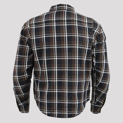 Milwaukee Leather Men's Brown Checkered Armored Flannel Biker Shirt with Reinforced Fibers-5