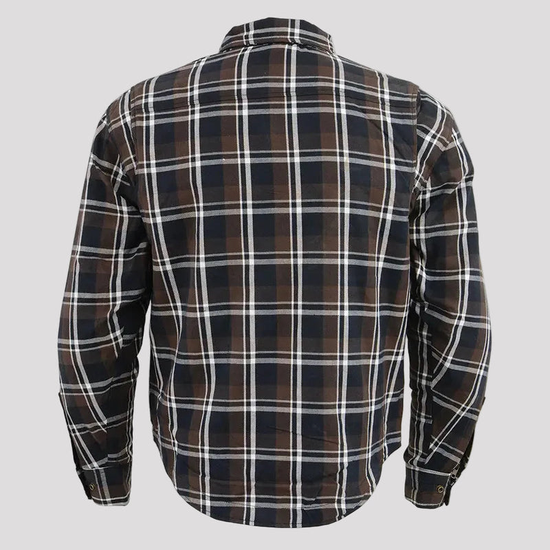Milwaukee Leather Men's Brown Checkered Armored Flannel Biker Shirt with Reinforced Fibers-5