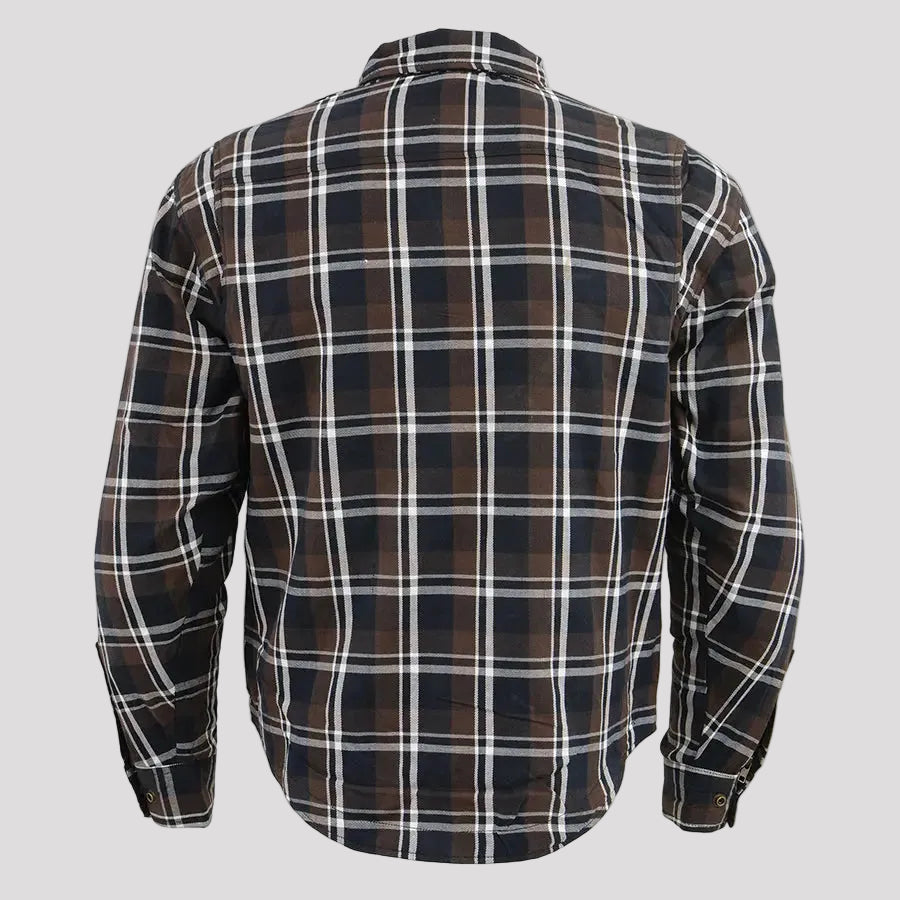 Milwaukee Leather Men's Brown Checkered Armored Flannel Biker Shirt with Reinforced Fibers-5