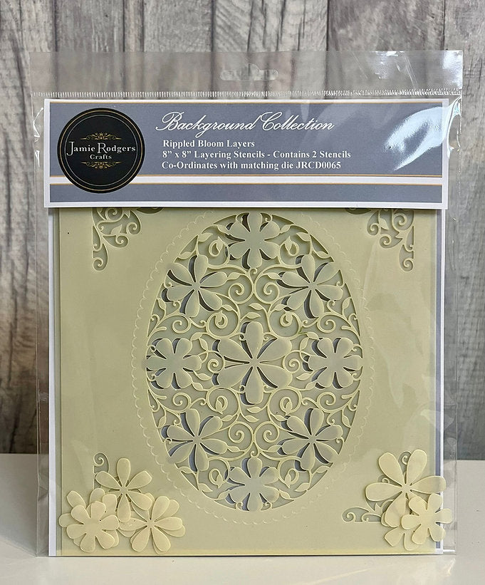 Jamie Rodgers Crafts - Rippled Bloom Layers - 8 x 8 - 2pc Stencil Set-1