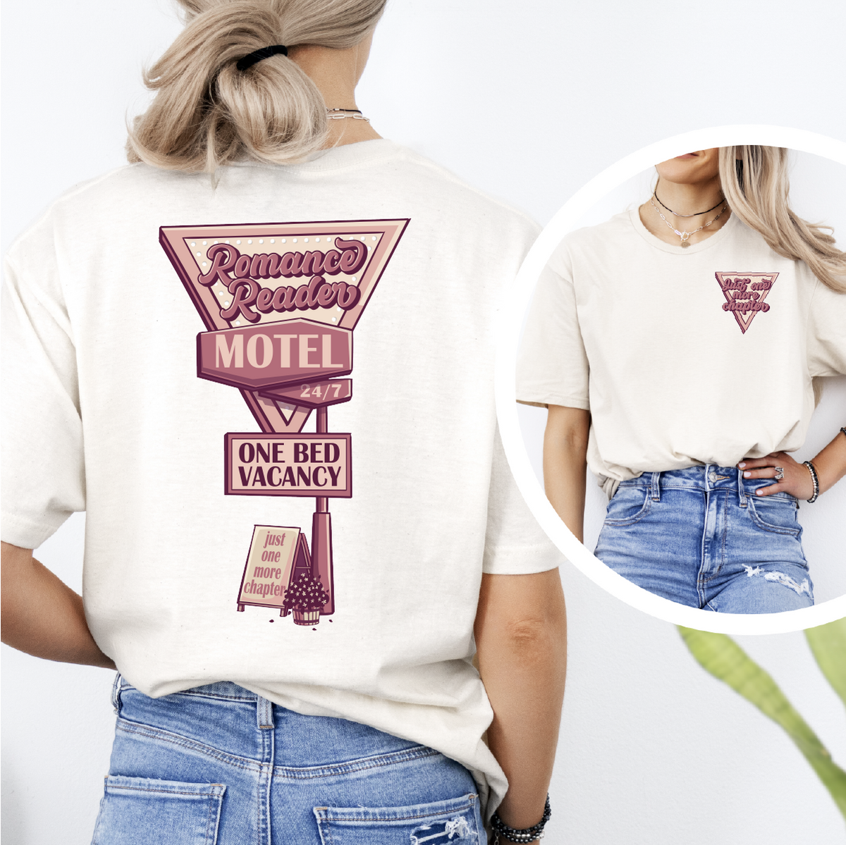 Romance Reader Motel - Just One More Chapter T-shirt | Bookish Shirt-2