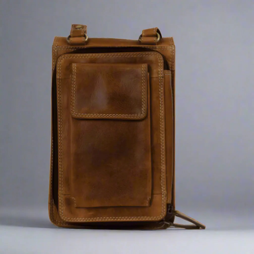 Rugged Earth Leather Organizer Crossbody Bag-4