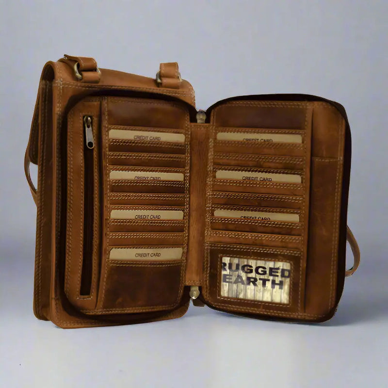 Rugged Earth Leather Organizer Crossbody Bag-5