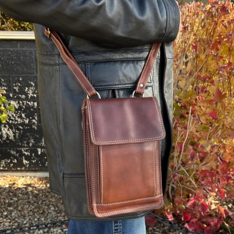 Rugged Earth Leather Organizer Crossbody Bag-1