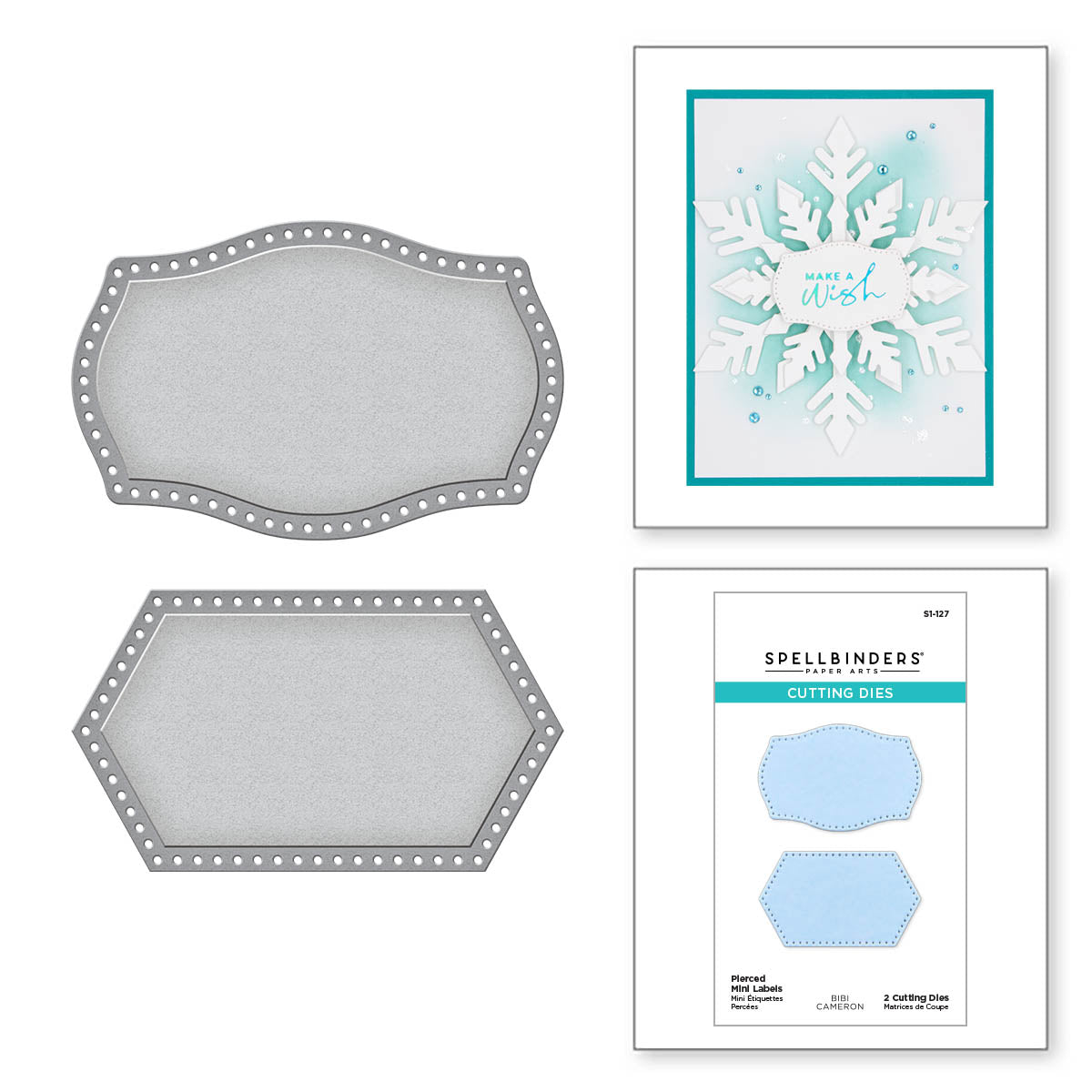 Matrices de découpe Étiquettes Mini Percées de la Collection Flocons de Neige de Bibi Cameron-2